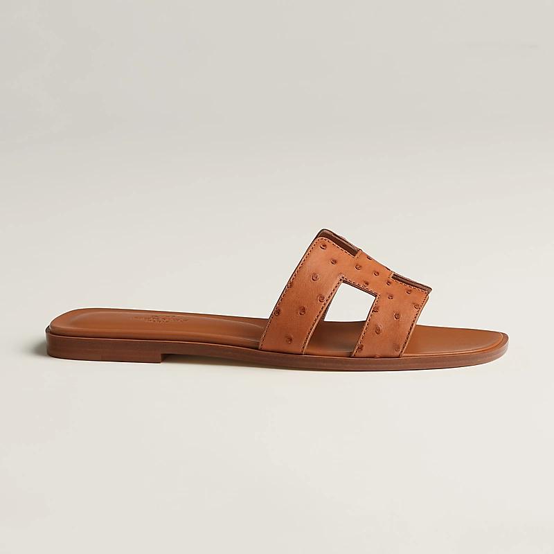 Giày Hermes Oran Sandal Nữ Nâu Họa Tiết